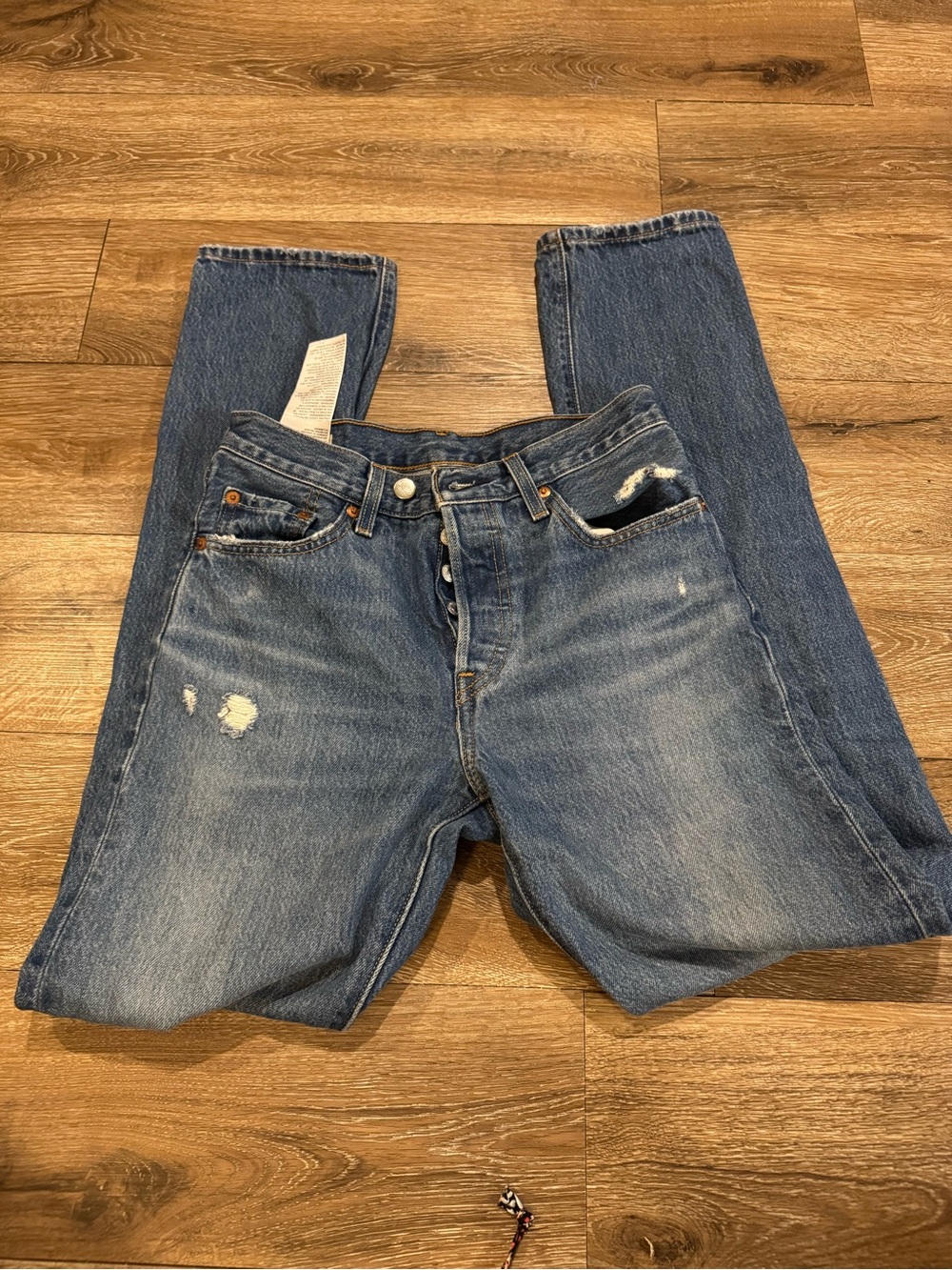 Women’s Levi’s 501 mid-wash Distressed Button-Fly Jeans, 25/34